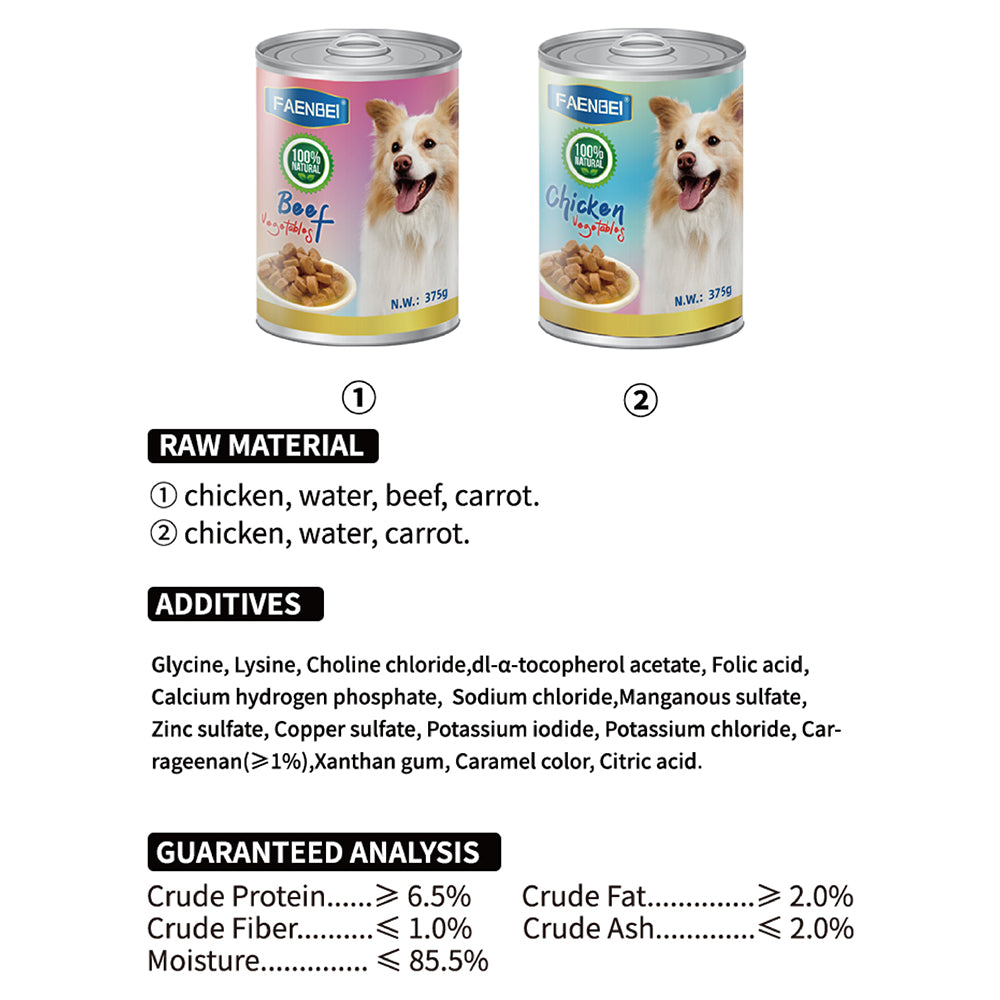 Meat Chunk Grain Free Wet Dog Food Natural Pate Chicken & Vegetables or Beef & Vegetables - (Pack of 24) 13 oz. Cans