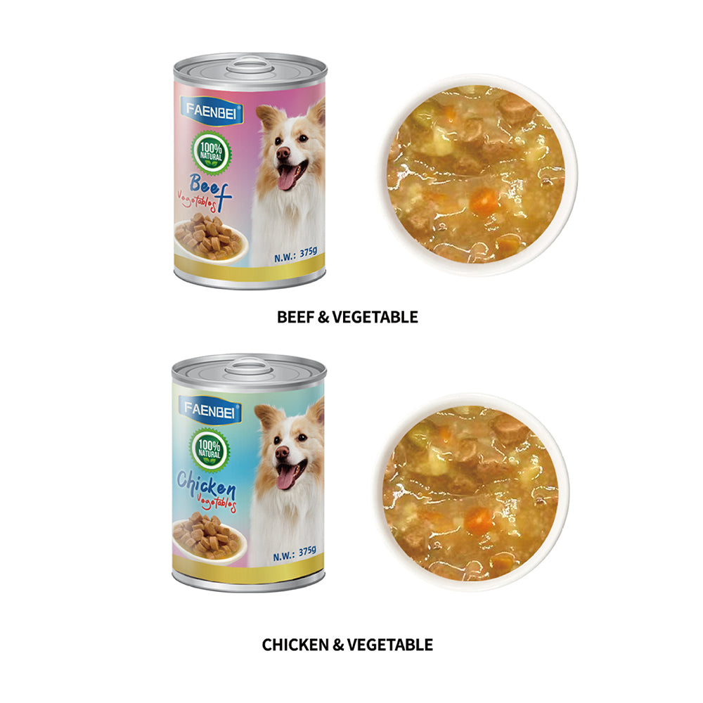 Meat Chunk Grain Free Wet Dog Food Natural Pate Chicken & Vegetables or Beef & Vegetables - (Pack of 24) 13 oz. Cans