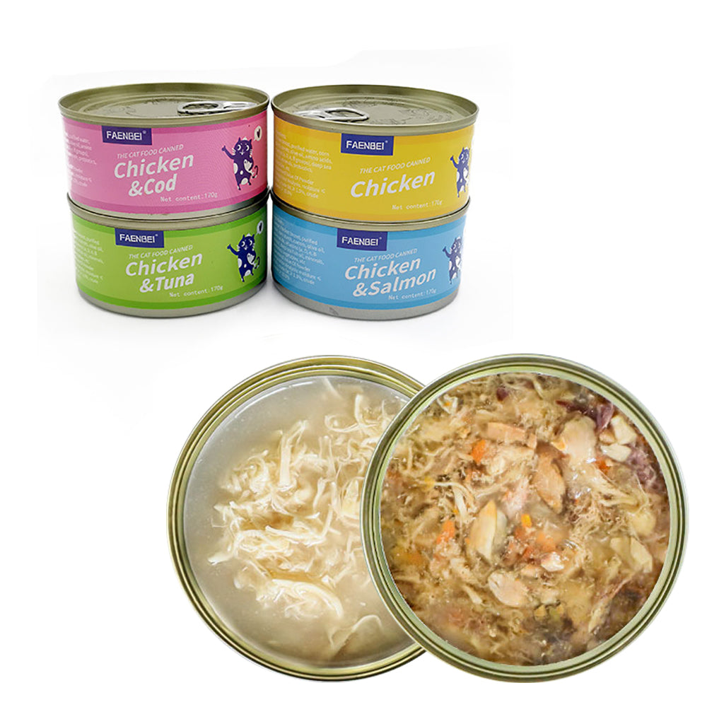 100PCS Chicken Recipe in Chicken Broth, with High Moisture Broth for Optimal Hydration, Wet Canned Cat Food, Can (100/48 Count)