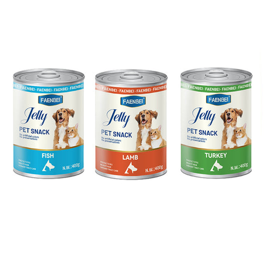 Can Food for Cat & Dog Jelly, Classic Dog Food, Fish/Turkey/Lamb, 400g Can (Pack of 24)