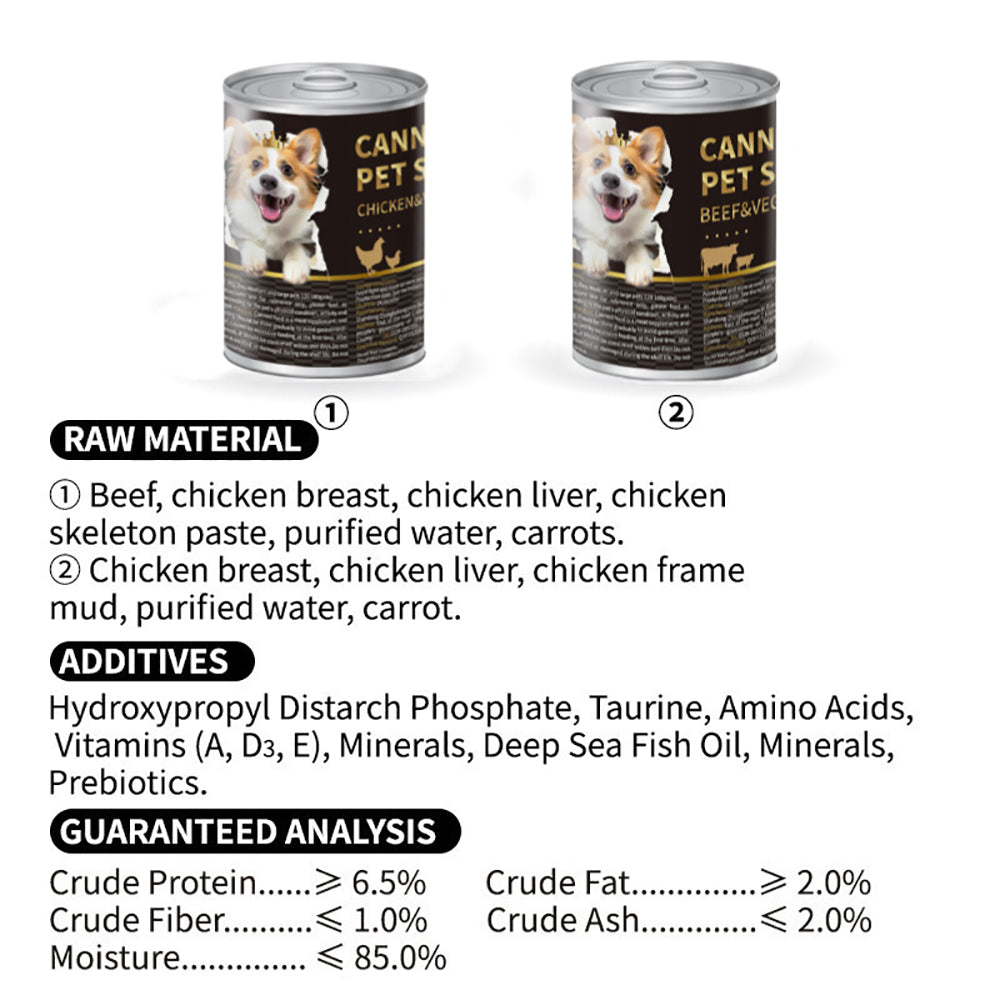 Ground Grain Free Wet Dog Food Natural Pate Chicken & Vegetables or Beef & Vegetables - (Pack of 24) 13 oz. Cans
