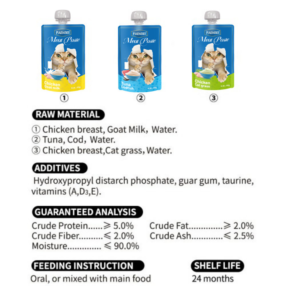 144PCS Meat Paste Cat Snack Wet Food Pouch, Healthy Pet Treat, No Sugar and Filler Free - Use on Lick Mat