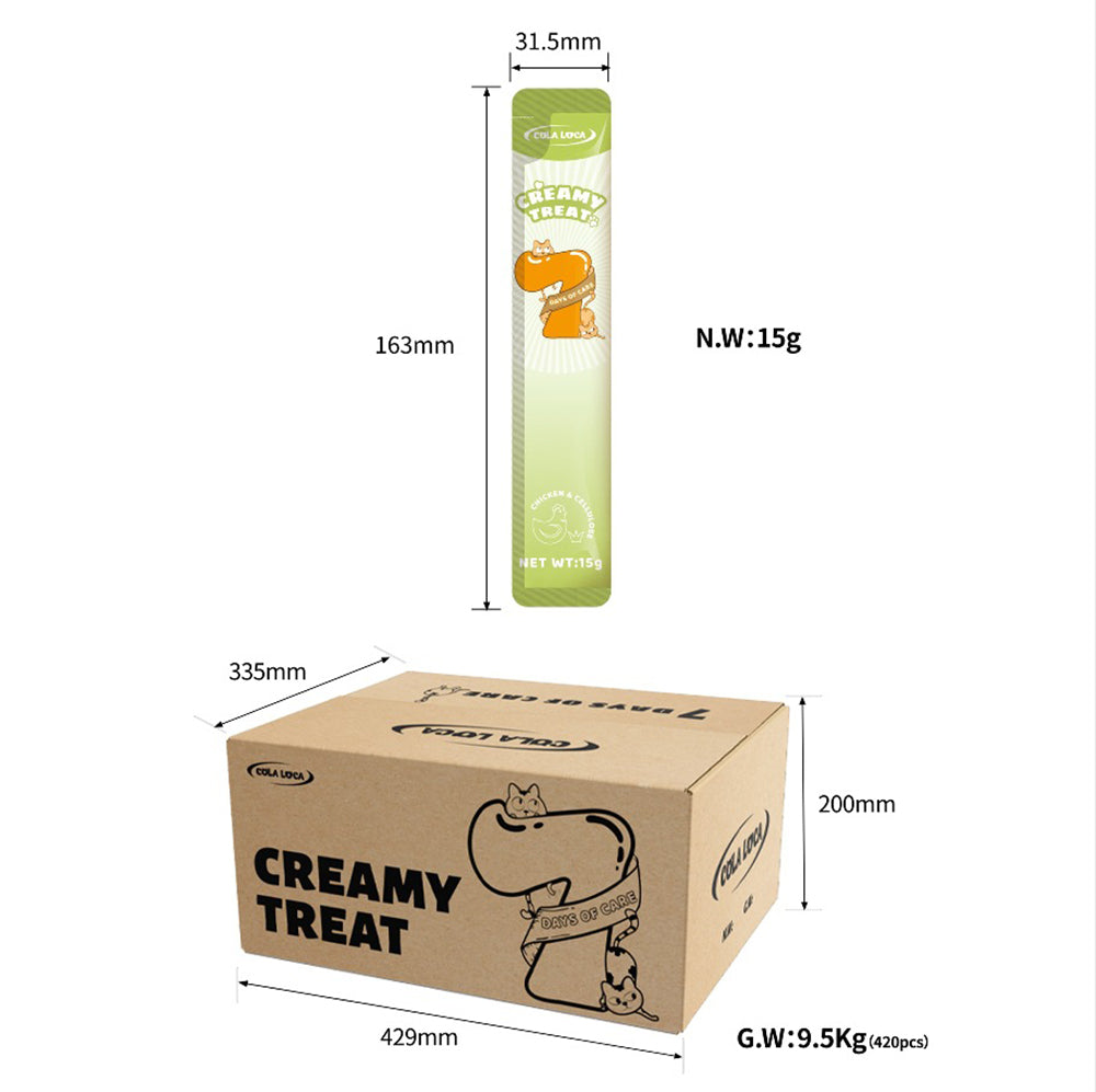 420 Count Squeeze Up Creamy Puree Cat Treats, Lickable Wet Cat Treats, Grain Free, No Added Fillers, 15g Tubes