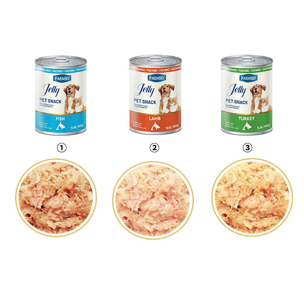 Can Food for Cat & Dog Jelly, Classic Dog Food, Fish/Turkey/Lamb, 400g Can (Pack of 24)