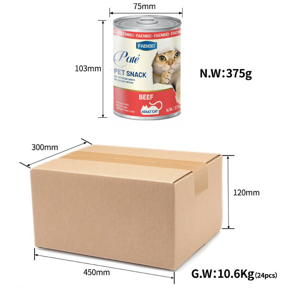 Natural Can Food for Cat Mousse, Limited Ingredient, Grain-Free Protein with No Artificial Additives, Chicken, Beef, Tuna, Salmon (24 x 375g Cans)