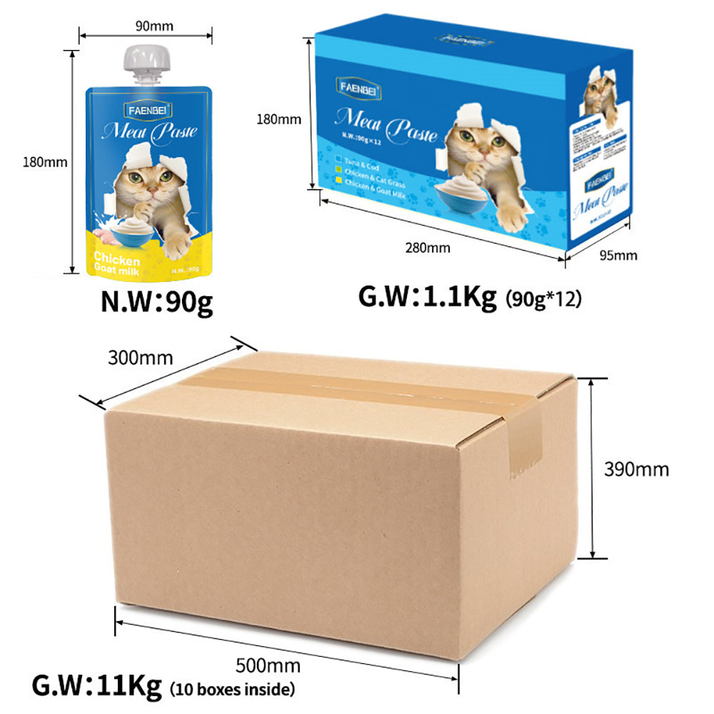 144PCS Meat Paste Cat Snack Wet Food Pouch, Healthy Pet Treat, No Sugar and Filler Free - Use on Lick Mat