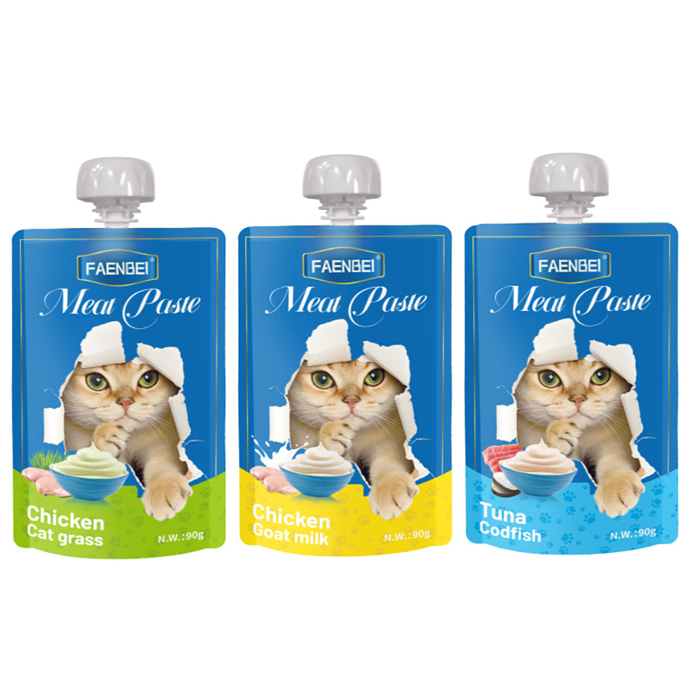144PCS Meat Paste Cat Snack Wet Food Pouch, Healthy Pet Treat, No Sugar and Filler Free - Use on Lick Mat