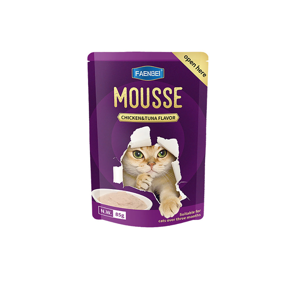 144PCS Natural Cat Treat Mousse Pouch, Wet Pureed Pet Food, Beef, Chicken, Tuna Lickable Cat Treats - (Pack of 12/144 Pouches) 85g Pouches