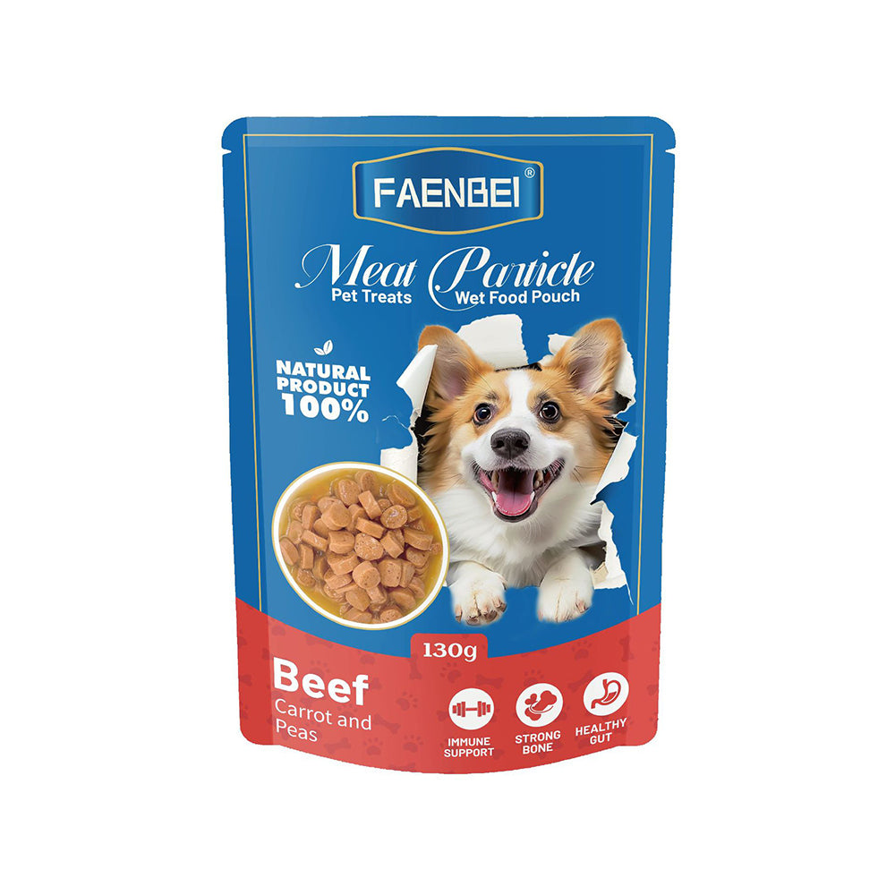 100PCS Meat Particle Dog Treats Wet Food Pouches, Flavor in Gravy, 130g Pouches (Pack of 12)