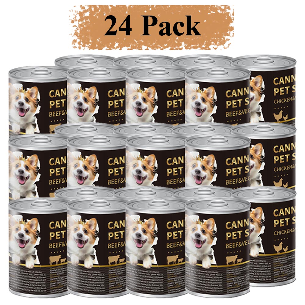 Ground Grain Free Wet Dog Food Natural Pate Chicken & Vegetables or Beef & Vegetables - (Pack of 24) 13 oz. Cans