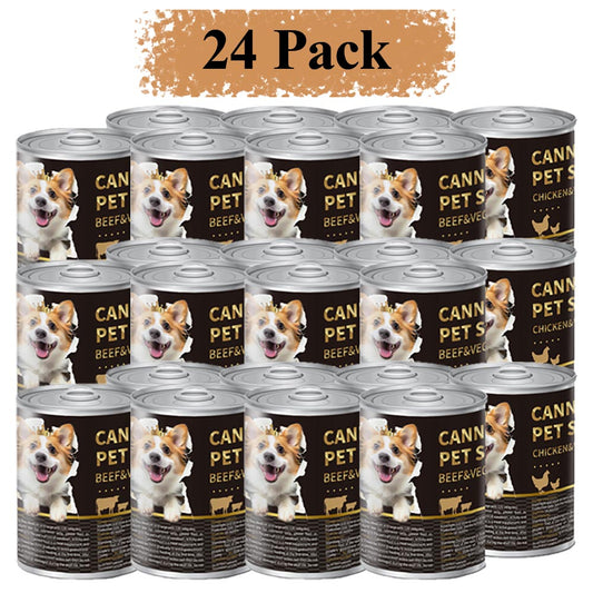 Ground Grain Free Wet Dog Food Natural Pate Chicken & Vegetables or Beef & Vegetables - (Pack of 24) 13 oz. Cans